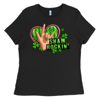 Black shamrockin' rock n roll female hand Ladies Tee - Artiststas