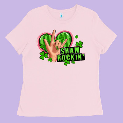 Shamrockin' Rock N Roll Female Hand Ladies Tee Designed By Artiststas