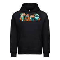 Black Winter Coffee Cups Urban Hoodie - FaDigitalArtStudio