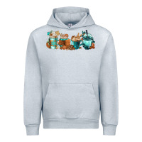 Heather Grey Winter Coffee Cups Urban Hoodie - FaDigitalArtStudio