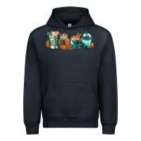 Navy Winter Coffee Cups Urban Hoodie - FaDigitalArtStudio