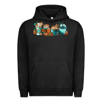 Pigment Black Winter Coffee Cups Urban Hoodie - FaDigitalArtStudio