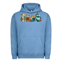 Pigment Pebble Blue Winter Coffee Cups Urban Hoodie - FaDigitalArtStudio