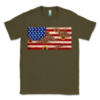 Army Green American flag leopard sunflower Classic Tee - JahusDesignShop