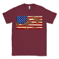Burgundy American flag leopard sunflower Classic Tee - JahusDesignShop