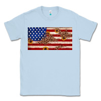 Dusty Blue American flag leopard sunflower Classic Tee - JahusDesignShop
