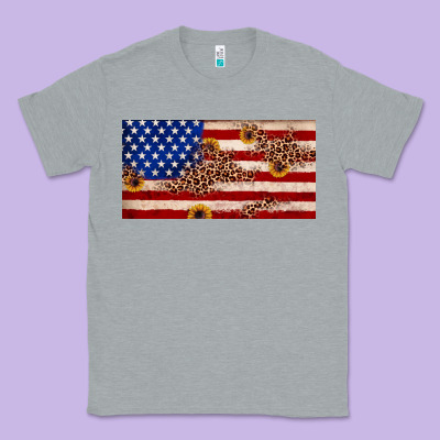 American Flag Leopard Sunflower Classic Tee Designed By Jahusdesignshop
