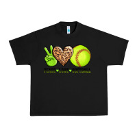 Black peace love softball Urban Heavy Tee - AdoDesignShop