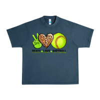 Midnight Navy peace love softball Urban Heavy Tee - AdoDesignShop