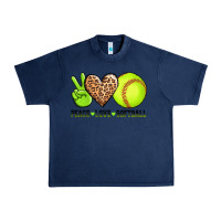 Navy peace love softball Urban Heavy Tee - AdoDesignShop
