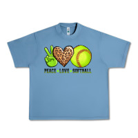 Pebble Blue peace love softball Urban Heavy Tee - AdoDesignShop