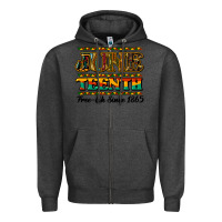 Charcoal Heather juneteenth free ish since 1965 Zipper Hoodie - NancyCooperArtShop