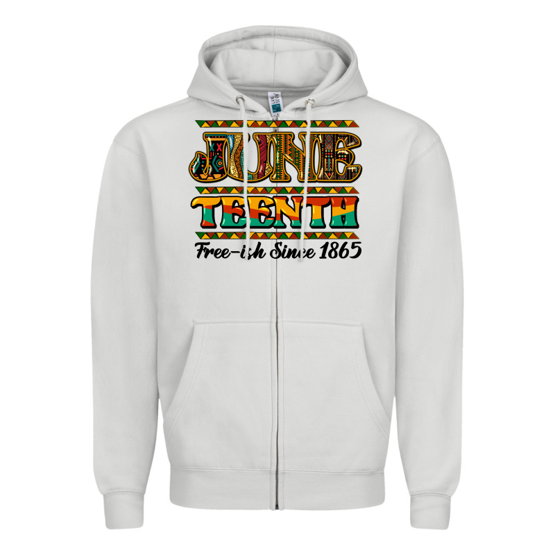Juneteenth Free Ish Since 1965 Zipper Hoodie by NancyCooperArtShop | Teevron
