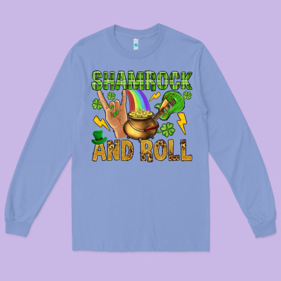 Shamrock And Roll Long Sleeve Tee Designed By Bundleandbundleshop