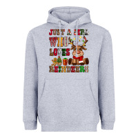 Heather Grey just a girl who loves reindeers Heavyweight Hoodie - CowGirlArtShop