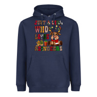 Navy just a girl who loves reindeers Heavyweight Hoodie - CowGirlArtShop