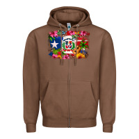 Chestnut Dominican Republic and Puerto Rico Flag Zipper Hoodie - texasbilliewilder