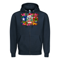 Navy Dominican Republic and Puerto Rico Flag Zipper Hoodie - texasbilliewilder