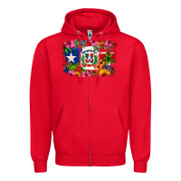 Red Dominican Republic and Puerto Rico Flag Zipper Hoodie - texasbilliewilder