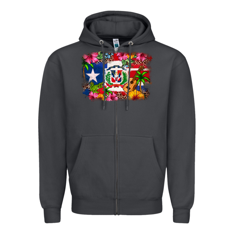 Dominican Republic And Puerto Rico Flag Zipper Hoodie by texasbilliewilder | Teevron