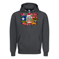 Smoke Dominican Republic and Puerto Rico Flag Zipper Hoodie - texasbilliewilder