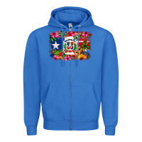 True Royal Dominican Republic and Puerto Rico Flag Zipper Hoodie - texasbilliewilder