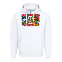 White Dominican Republic and Puerto Rico Flag Zipper Hoodie - texasbilliewilder