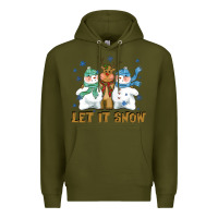 Army Green let it snow reindeer snowman Premium Hoodie - CowGirlArtShop