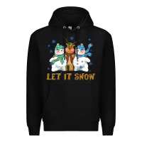 Black let it snow reindeer snowman Premium Hoodie - CowGirlArtShop