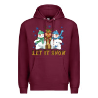 Burgundy let it snow reindeer snowman Premium Hoodie - CowGirlArtShop