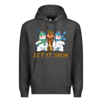 Charcoal Heather let it snow reindeer snowman Premium Hoodie - CowGirlArtShop