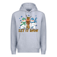 Heather Grey let it snow reindeer snowman Premium Hoodie - CowGirlArtShop