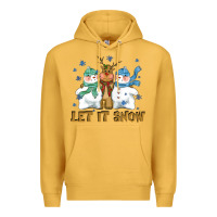 Mustard let it snow reindeer snowman Premium Hoodie - CowGirlArtShop