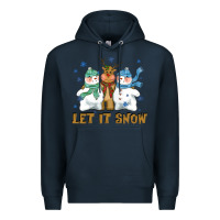 Navy let it snow reindeer snowman Premium Hoodie - CowGirlArtShop