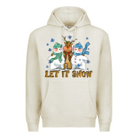 Oatmeal Heather let it snow reindeer snowman Premium Hoodie - CowGirlArtShop