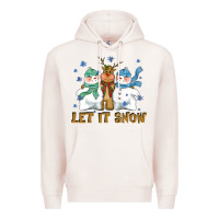 Pale Pink let it snow reindeer snowman Premium Hoodie - CowGirlArtShop