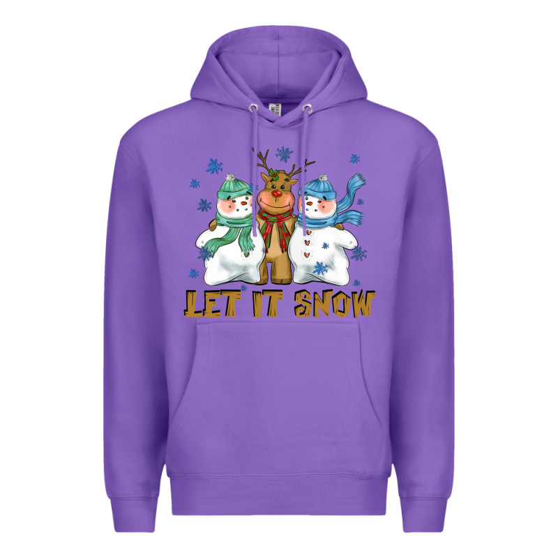 Let It Snow Reindeer Snowman Premium Hoodie by CowGirlArtShop | Teevron