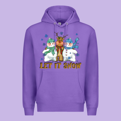 Let It Snow Reindeer Snowman Premium Hoodie Designed By Cowgirlartshop