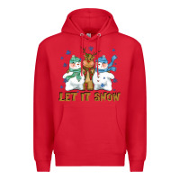 Red let it snow reindeer snowman Premium Hoodie - CowGirlArtShop