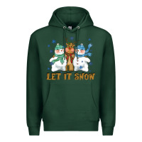 Sports Green let it snow reindeer snowman Premium Hoodie - CowGirlArtShop