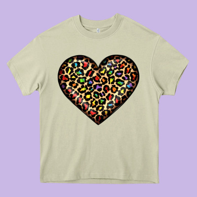 Pride Leopard Heart Heavy Core Tee Designed By Jahusdesignshop