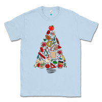 Dusty Blue teacher christmas tree Classic Tee - MaliasSmallBusiness