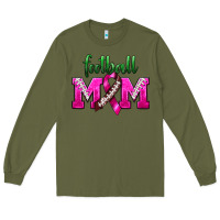 Army Green Football Mom Breast Cancer Long Sleeve Tee - BundleAndBundleShop