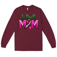 Burgundy Football Mom Breast Cancer Long Sleeve Tee - BundleAndBundleShop