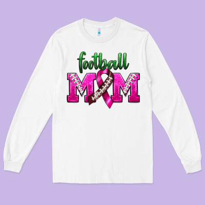 Football Mom Breast Cancer Long Sleeve Tee Designed By Bundleandbundleshop