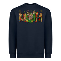 Navy Western Mom With Reindeer Heavyweight Sweatshirt - BundleAndBundleShop