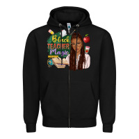 Black black teacher magic with afro Zipper Hoodie - NancyCooperArtShop