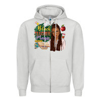 Dove Grey black teacher magic with afro Zipper Hoodie - NancyCooperArtShop