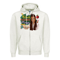 Oatmeal Heather black teacher magic with afro Zipper Hoodie - NancyCooperArtShop