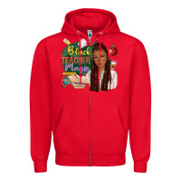 Red black teacher magic with afro Zipper Hoodie - NancyCooperArtShop